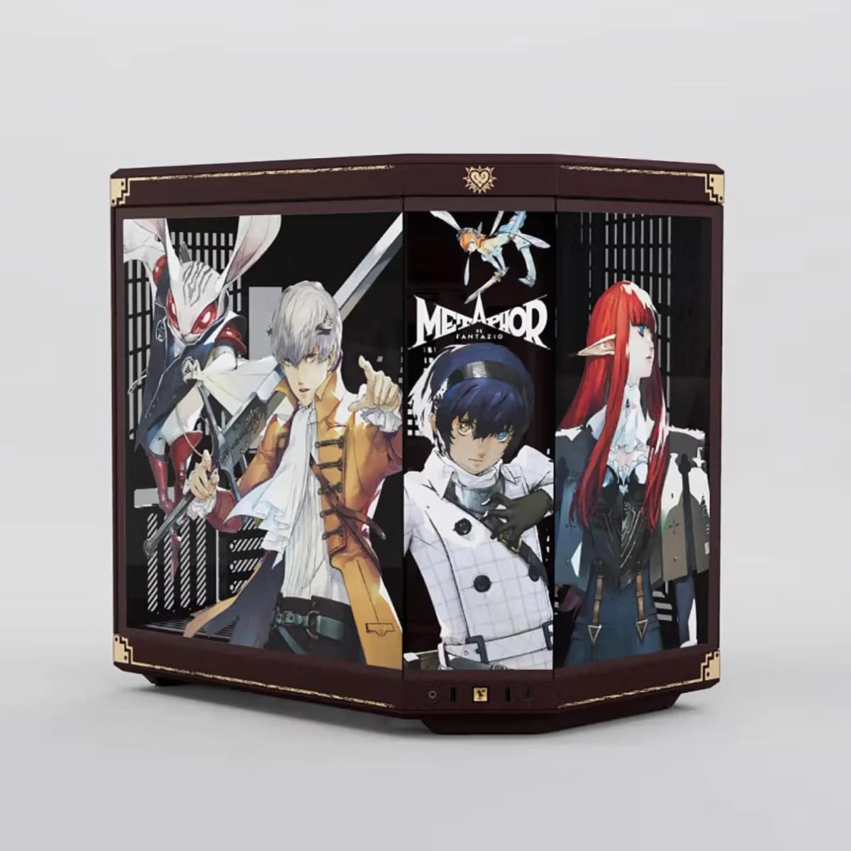 کیس کامپیوتر رومیزی گیمینگ HYTE Y70 Metaphor ReFantazio دارای مجوز رسمی - Mid-Tower ATX - شیشه حرارت دیده پانوراما - محفظه دوگانه - شاسی با جریان هوای بالا - شامل کابل رایزر PCIE 4.0 - قهوه ای