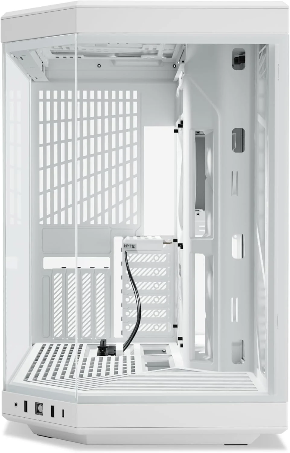 کیس کامپیوتر گیمینگ HYTE Y70، شیشه حرارت دیده پانوراما، دو محفظه ای، ATX Mid-Tower، کابل رایزر PCIE 4.0، سفید برفی (CS-HYTE-Y70-WW)