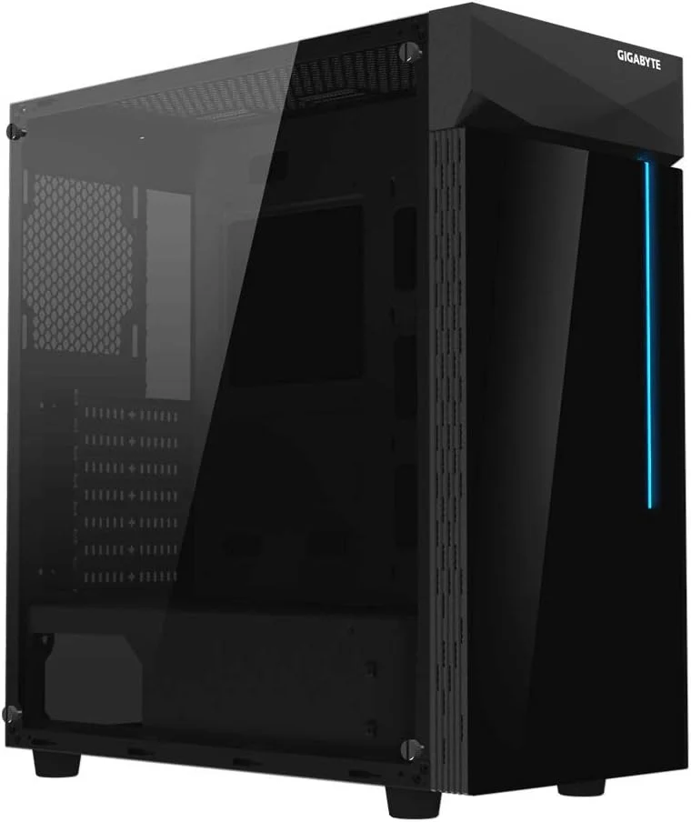 کیس کامپیوتر گیمینگ GIGABYTE C200 Glass - Black Mid Tower، شیشه حرارت دیده، پوشش منبع تغذیه (GB-C200G)