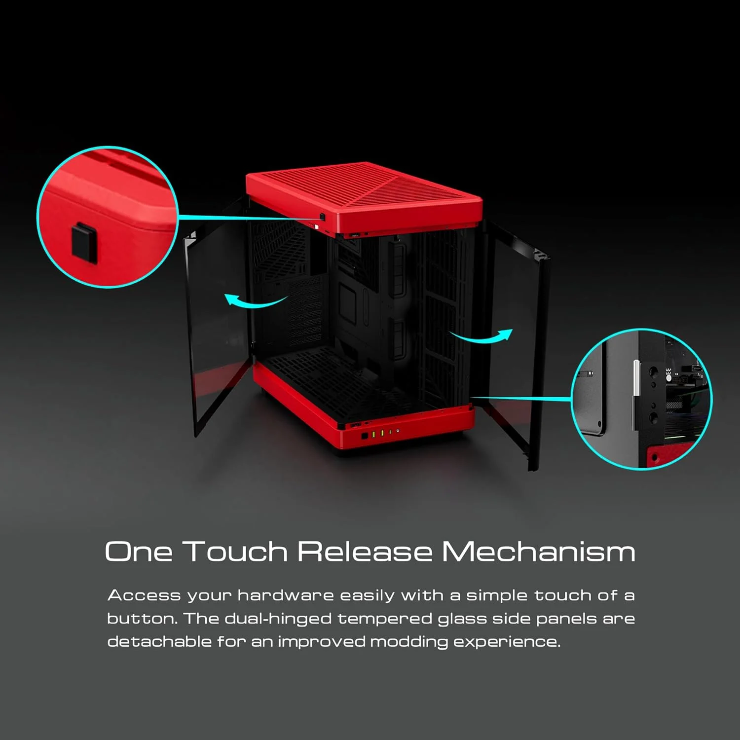 کیس کامپیوتر گیمینگ GAMDIAS RGB با شیشه حرارت دیده، ایستاده دو طرفه با جهت گیری عمودی و افقی و باز شدن با یک لمس، پشتیبانی از AIO تا 420 میلی متر، مدیریت کابل عالی و جریان هوای عالی NESO P1 BR