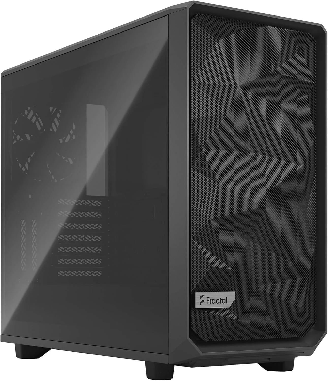 کیس کامپیوتر مید تاور Fractal Design Meshify 2 خاکستری ATX با شیشه حرارت دیده و نور ملایم