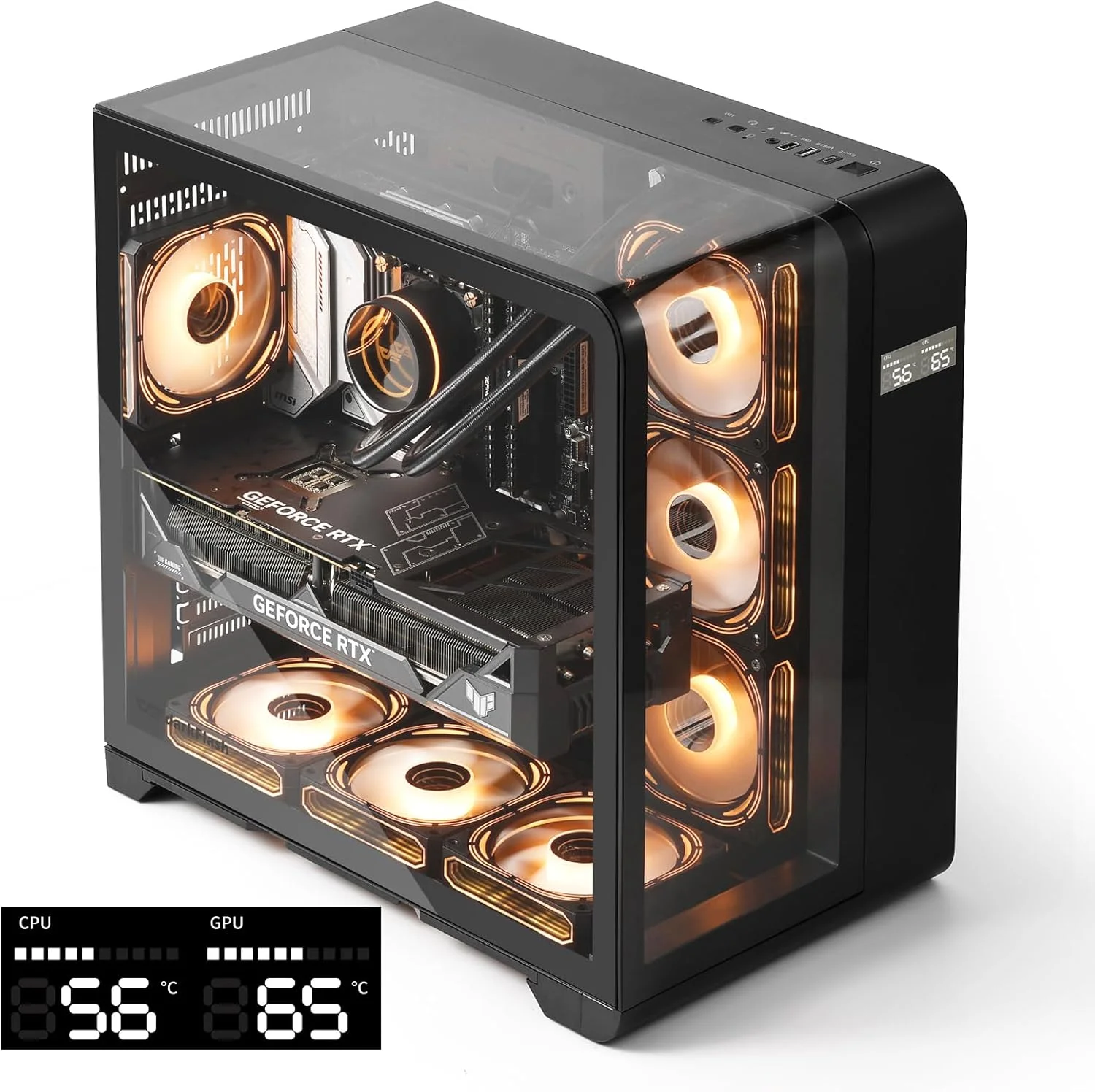 کیس کامپیوتر darkFlash ATX Mid-Tower با صفحه نمایش، شیشه سه طرفه، کیس کامپیوتر گیمینگ دوگانه با نمای کامل منحنی، 4 فن PWM ARGB از پیش نصب شده، Type C، سازگار با RTX 40، مشکی (L280) کیس کامپیوتر darkFlash ATX Mid-Tower با صفحه نمایش، شیشه سه طرفه، کیس کامپیوتر گیمینگ دوگانه با نمای کامل منحنی، 4 فن PWM ARGB از پیش نصب شده، Type C، سازگار با RTX 40، مشکی (L280)