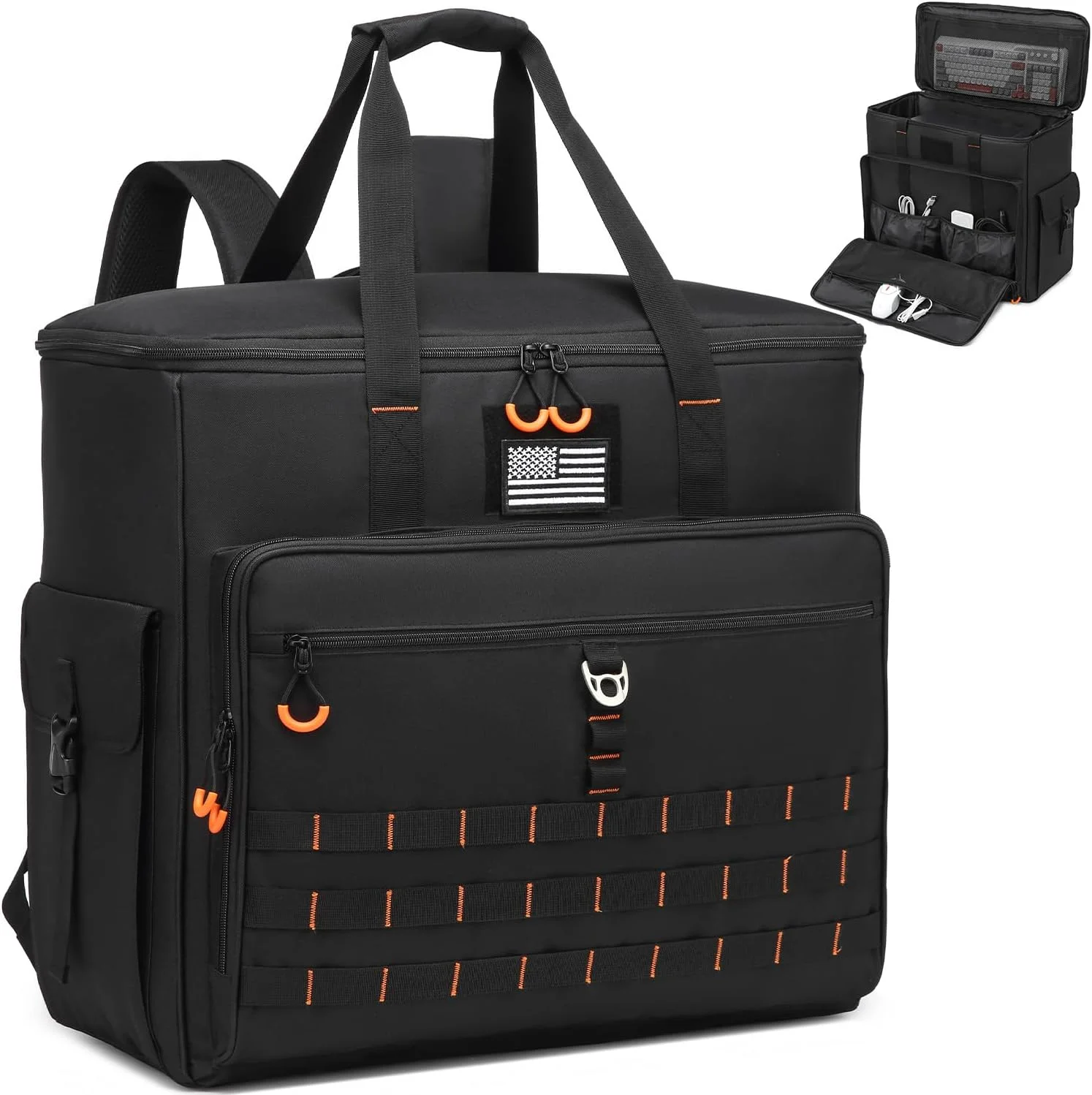 کیف حمل کیس کامپیوتر رومیزی - کیف مسافرتی قابل حمل برای کیس کامپیوتر ATX، کیف حمل PC با بند شانه ای پد دار، مناسب برای CPU، کیبورد و ماوس، مشکی