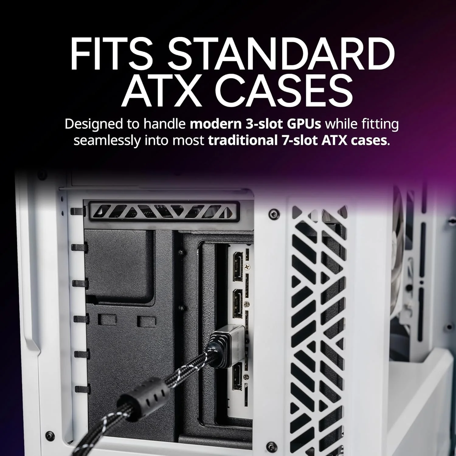 نگهدارنده عمودی کارت گرافیک کولر مستر MasterAccessory مدل V3 مشکی، کابل رایزر ممتاز PCI-E 4.0 x16-165mm، سازگار با PCIe 3.0، طول قابل تنظیم برای کیس های E-ATX|ATX|Micro ATX (MCA-U000R-KFVK03)