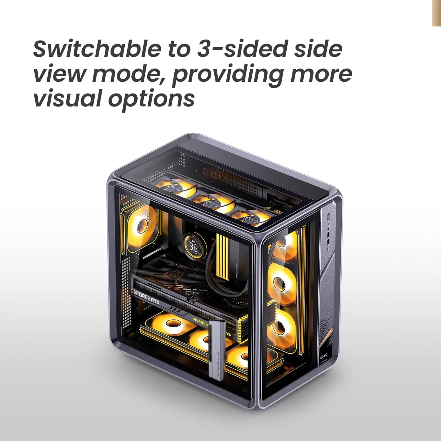 کیس کامپیوتر مید تاور JONSBO BO400 ATX، فریم آلومینیومی، اتصال پشتی MB، کیس کامپیوتر دو محفظه گیمینگ با قابلیت بالا، GPU 435mm/PSU 200mm/AIO360x3، صفحه نمایش رومیزی شیشه ای/مش قابل تعویض بالا و جلو