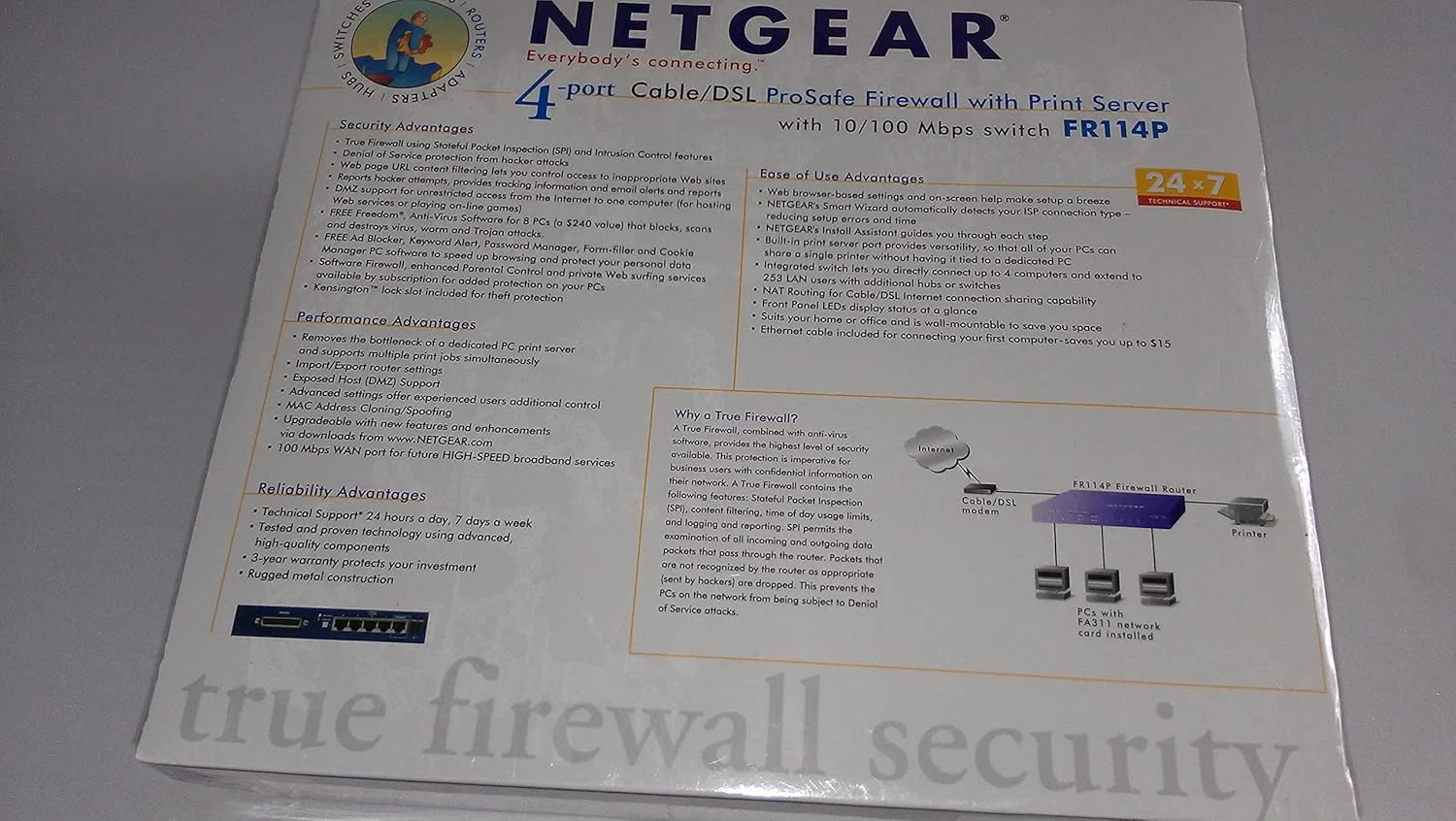 روتر کابلی/DSL فایروال Netgear FR114P با سرور چاپ