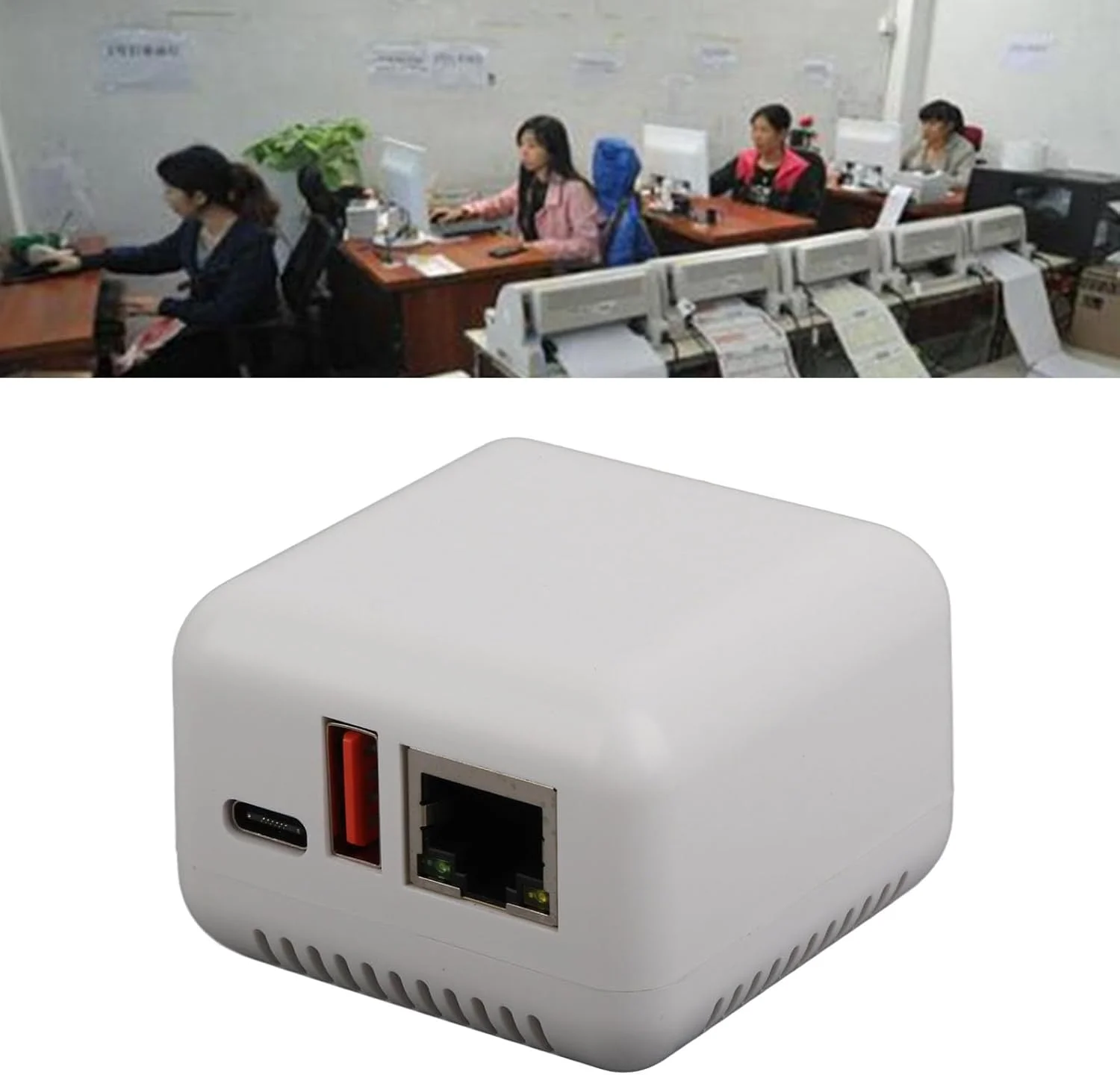 سرور چاپ شبکه USB 2.0، آداپتور سرور اشتراک چاپ LAN با منبع تغذیه Type C و سازگاری گسترده (دوشاخه US)