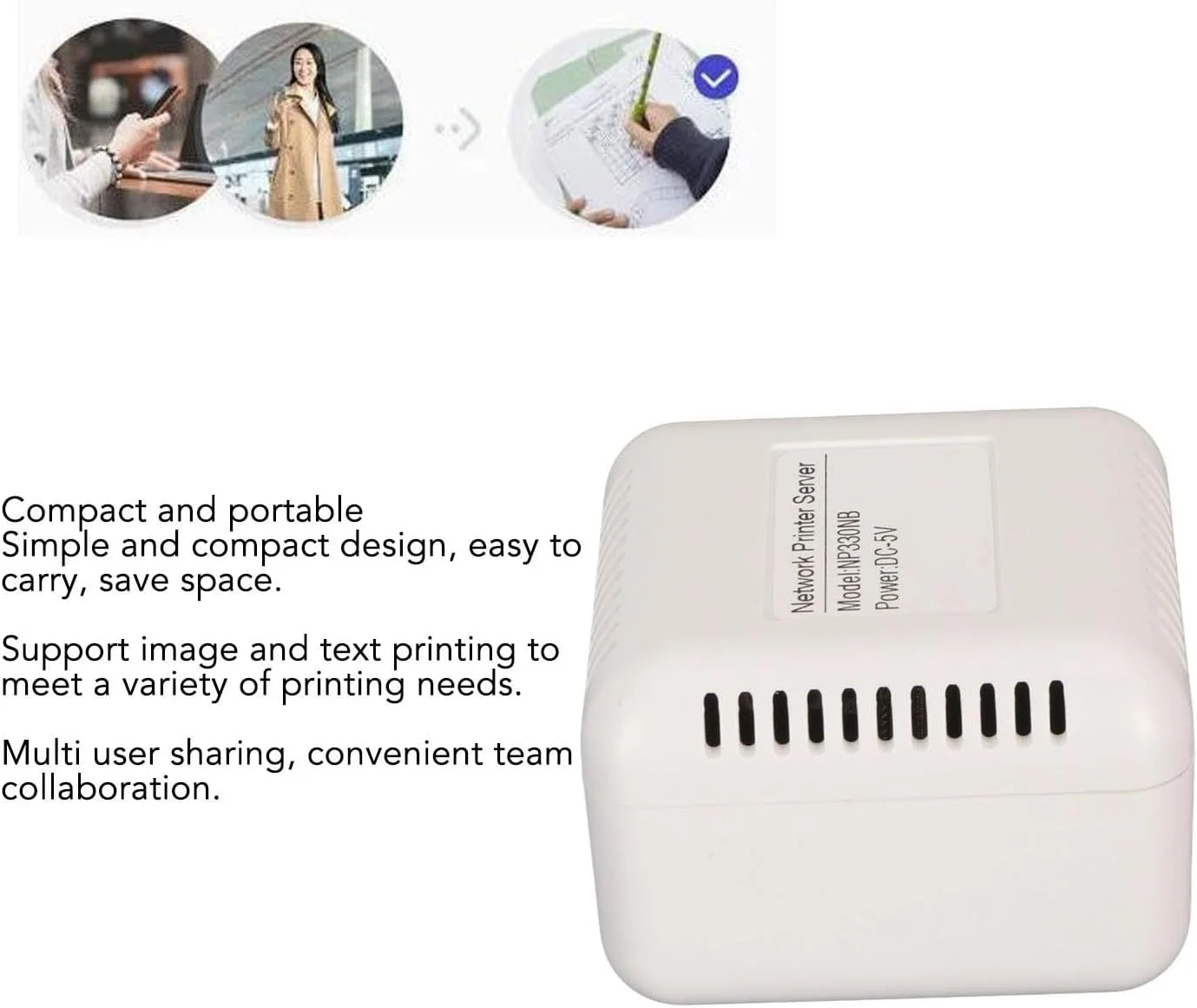 سرور چاپگر USB 2.0 شبکه، آداپتور سرور چاپ LAN USB، پشتیبانی از اتصال BT برای 7، برای 8، برای 10 (دوشاخه آمریکایی)