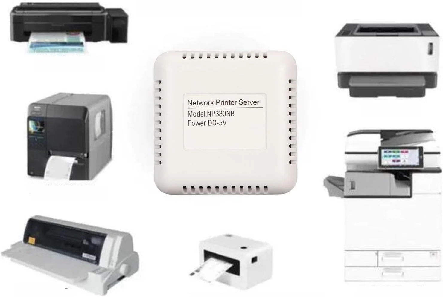 سرور چاپگر USB 2.0 شبکه، آداپتور سرور چاپ LAN USB، پشتیبانی از اتصال BT برای 7، برای 8، برای 10 (دوشاخه آمریکایی)