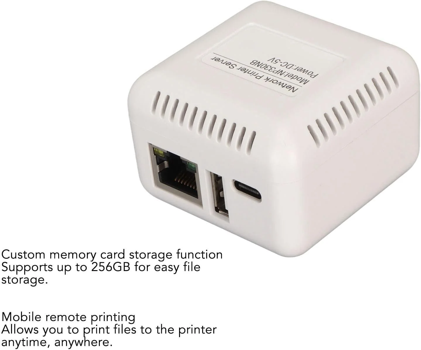 سرور چاپگر USB 2.0 شبکه، آداپتور سرور چاپ LAN USB، پشتیبانی از اتصال BT برای 7، برای 8، برای 10 (دوشاخه آمریکایی)