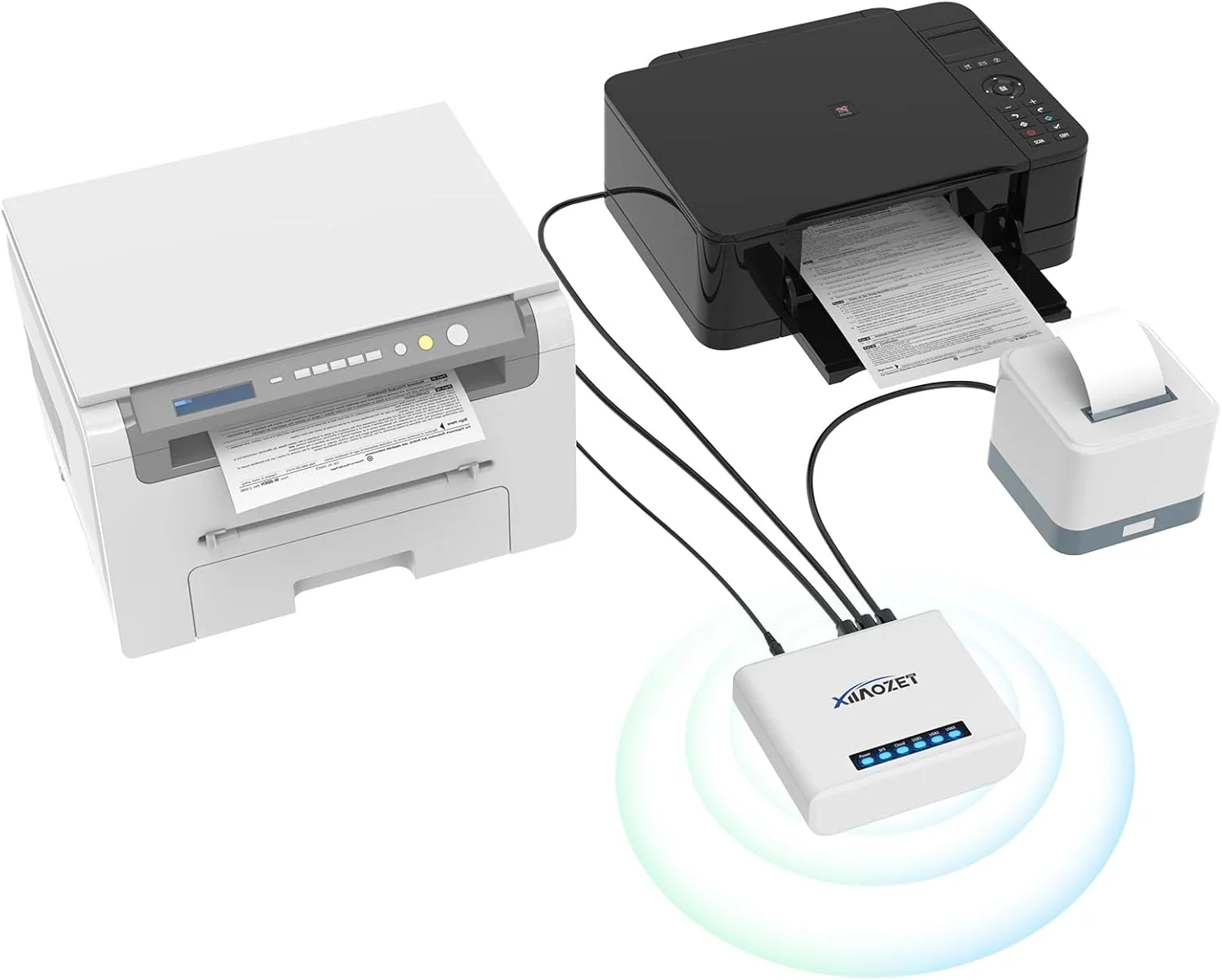 سرور چاپ بی‌سیم برای به اشتراک گذاری 3 چاپگر USB از طریق شبکه محلی، راه اندازی آسان، پشتیبانی از چاپ تصویر و متن، سازگار با تمام چاپگرهای پشتیبانی شده RAW و IPP مدل LK300W.