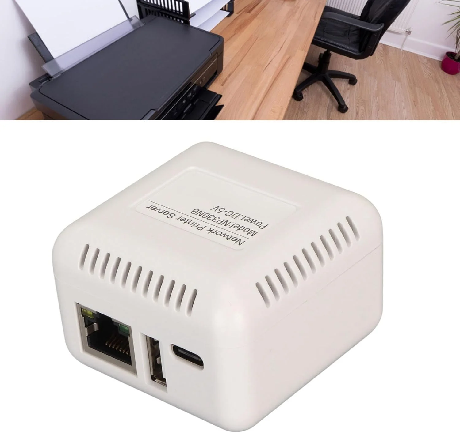 سرور چاپگر USB 2.0 شبکه، آداپتور سرور چاپ LAN USB، پشتیبانی از اتصال BT برای 7، برای 8، برای 10 (دوشاخه آمریکایی)