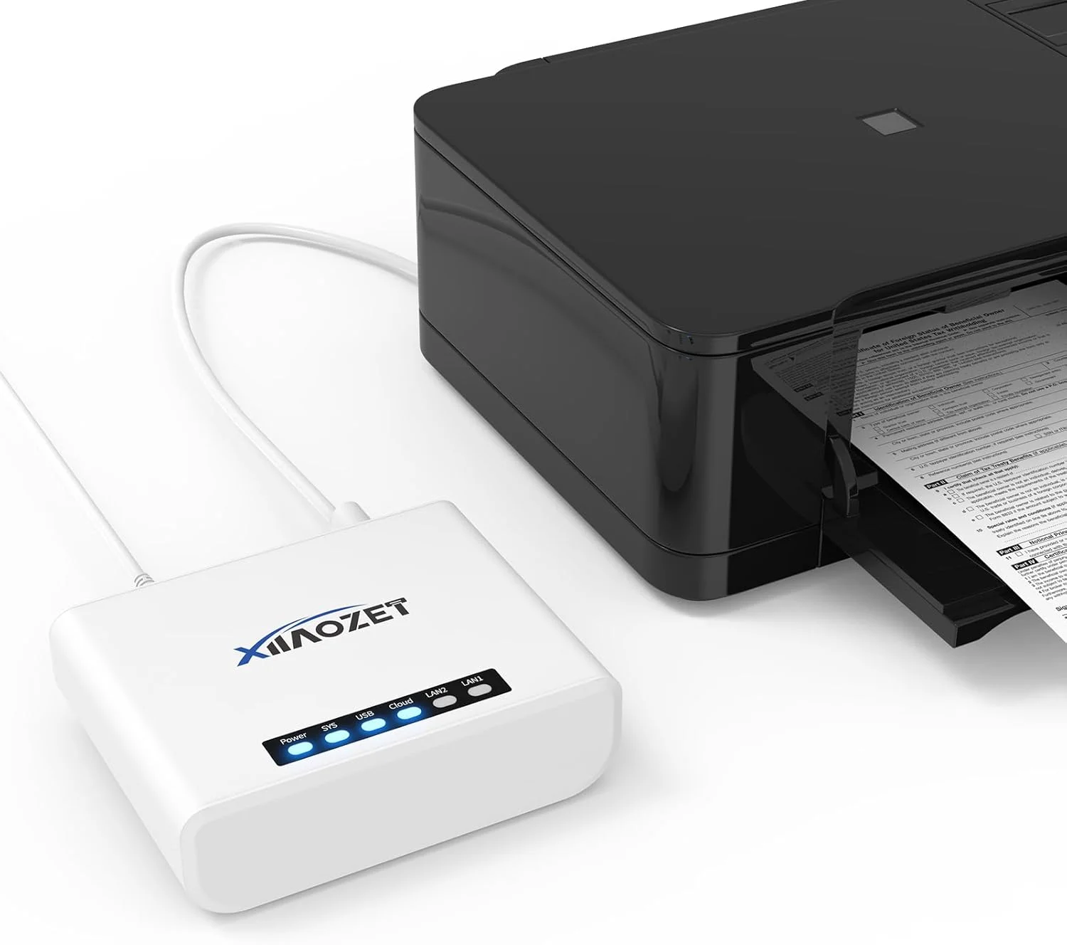 سرور پرینت بی‌سیم، اشتراک‌گذاری یک پرینتر بین چندین کامپیوتر با پورت USB2.0 سازگاری گسترده، تبدیل پرینتر به بی‌سیم، پشتیبانی از اتصال اترنت و وای‌فای LK100W