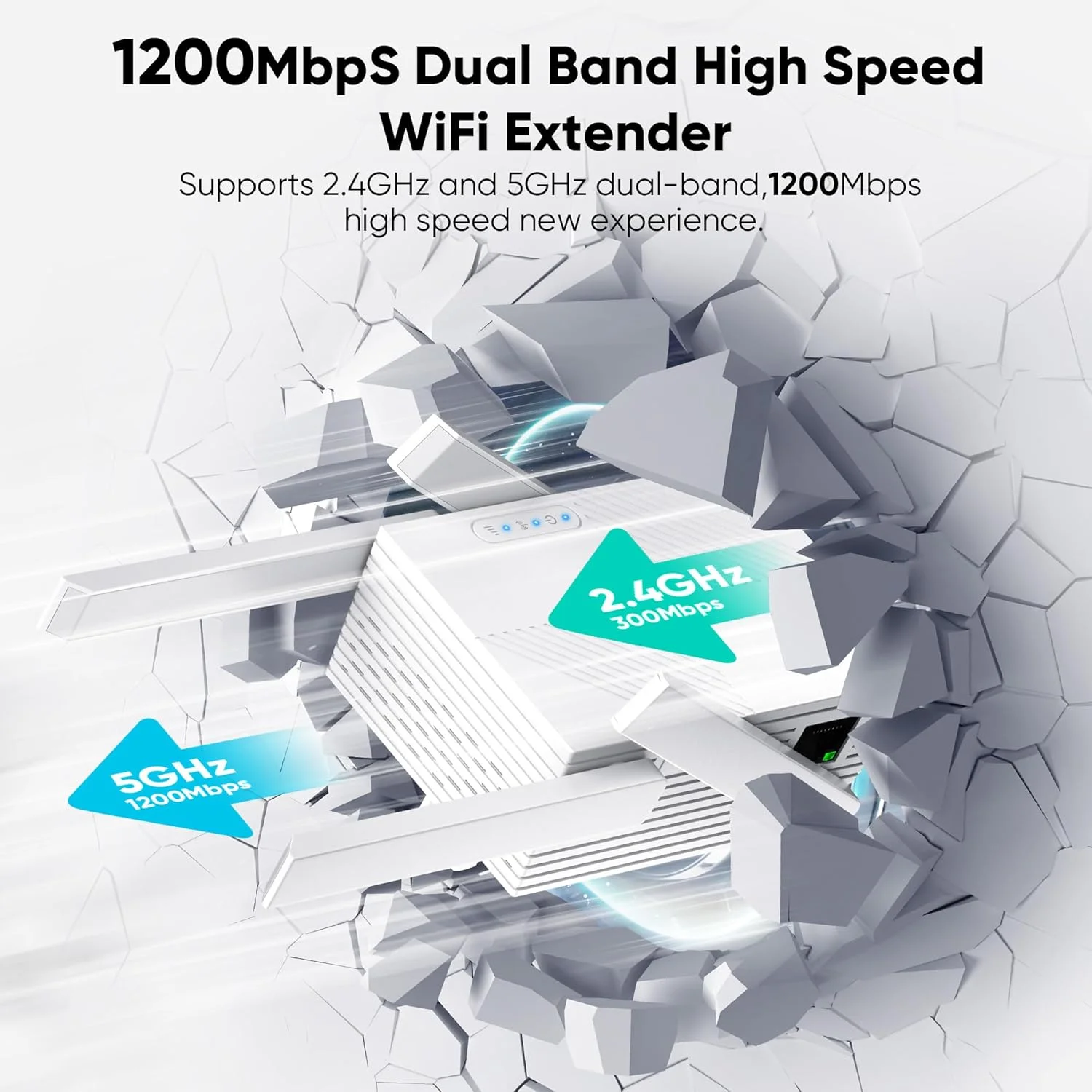 تقویت کننده سیگنال وای فای 2025 - دو بانده 1200 مگابیت بر ثانیه، پوشش 900 متر مربع، حذف نقاط کور، نصب با یک ضربه، 4 آنتن، اتصال 99+ دستگاه، کار با هر روتر