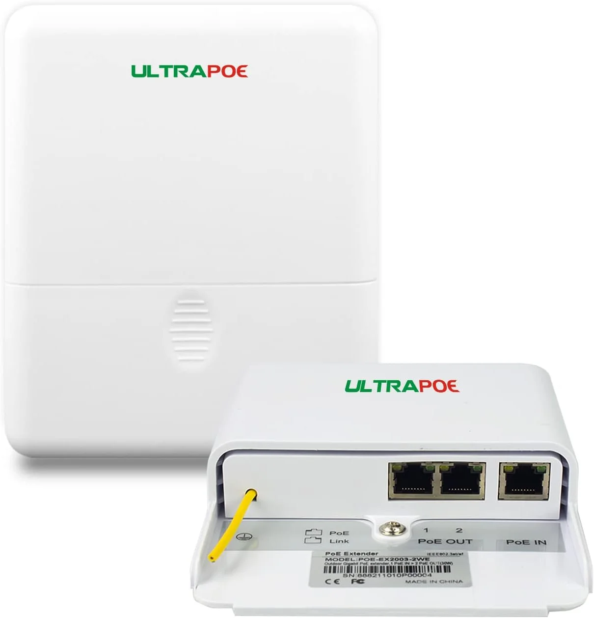 توسعه دهنده PoE گیگابیتی 3 پورت مناسب فضای باز - ضد آب IP65، 48 ولت IEEE 802.3af/at، اسپلیتر/تزریق کننده/تقویت کننده PoE، تا 100 متر، مناسب برای دوربین های مداربسته