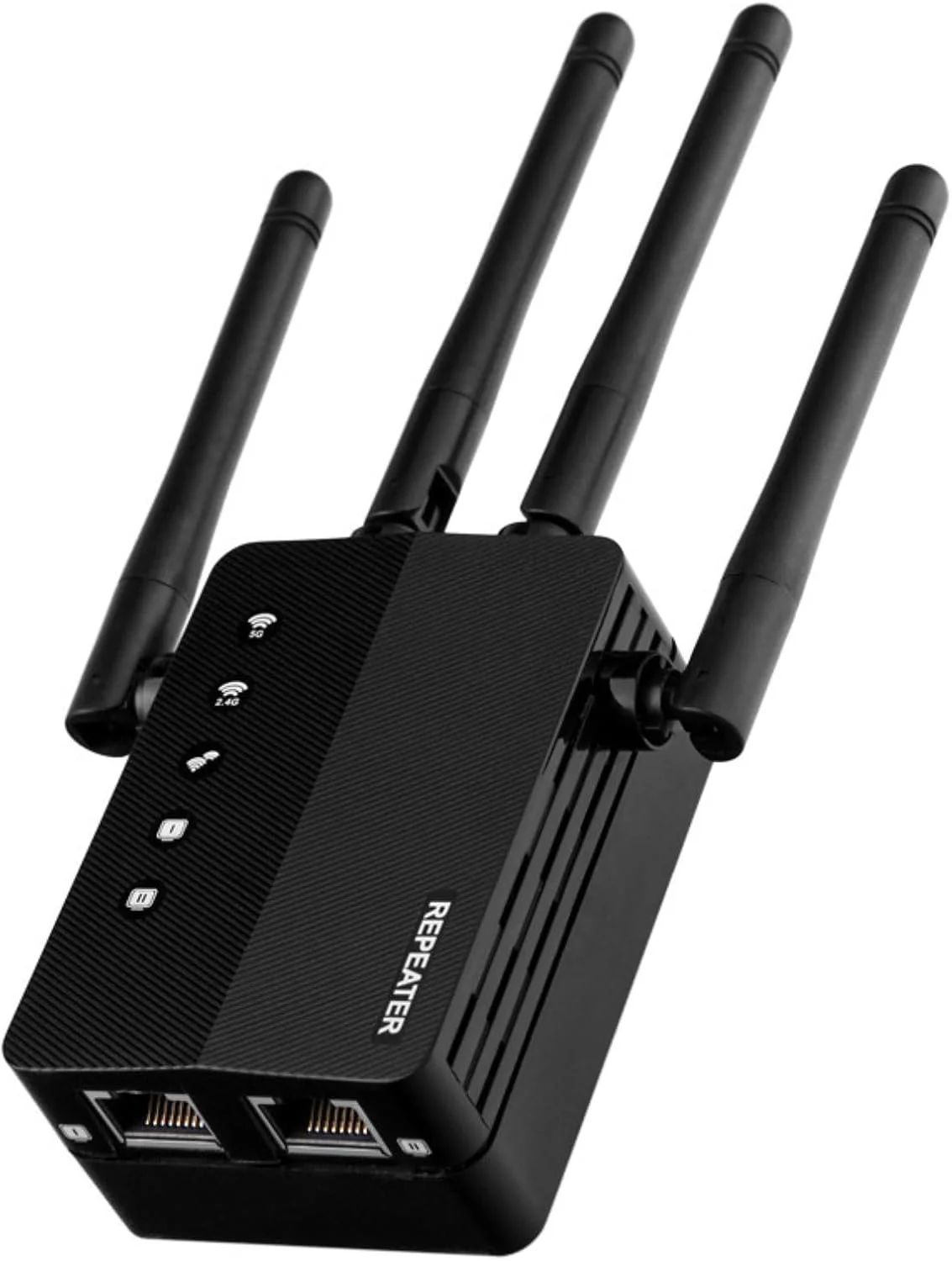 تقویت کننده وای فای AC 100~240V با پورت RJ45 و 4 آنتن خارجی دو بانده تا 1200 مگابیت بر ثانیه، نفوذ قوی برای تلویزیون و کامپیوتر
