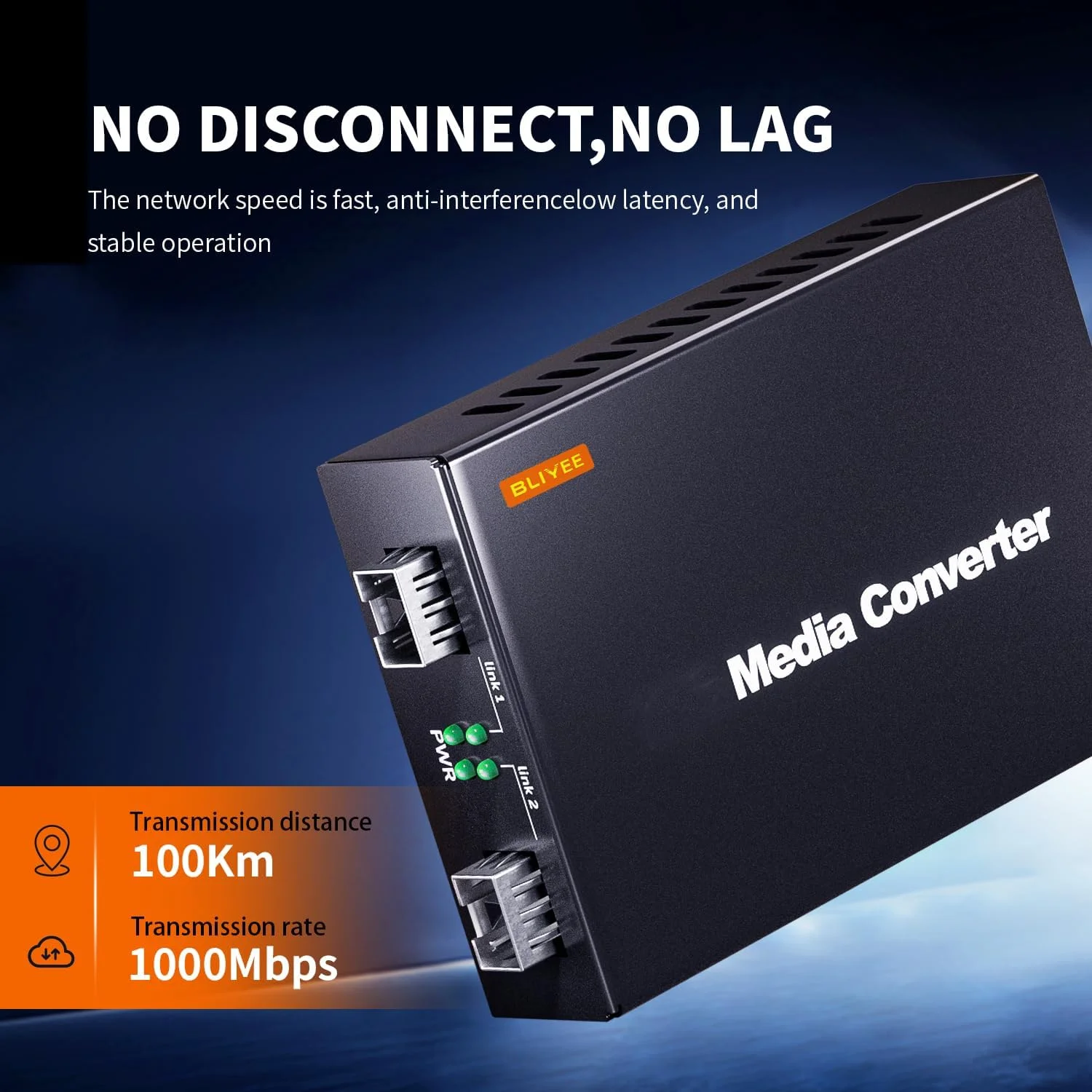 مبدل رسانه ای حالت OEO SFP دو پورت 1.25 گیگابیت بر ثانیه، مبدل شمارش فیبر نوری-الکتریکی، تکرار کننده SFP برای ماژول SFP+ SR و ماژول 1000Base-T، انتقال فیبر به اترنت تا 100 کیلومتر