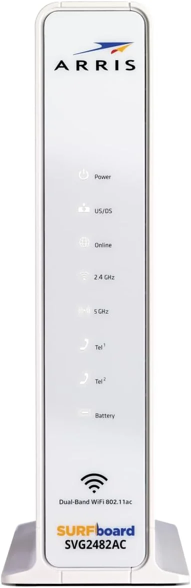 مودم کابلی ARRIS SURFboard SVG2482AC DOCSIS 3.0 و روتر وای فای AC2350، مناسب اینترنت و تلفن خانگی، چهار پورت 1 گیگابیت بر ثانیه، 2 پورت تلفن برای صدای دیجیتال، سرعت تا 800 مگابیت بر ثانیه مودم کابلی ARRIS SURFboard SVG2482AC DOCSIS 3.0 و روتر وای فای AC2350، مناسب اینترنت و تلفن خانگی، چهار پورت 1 گیگابیت بر ثانیه، 2 پورت تلفن برای صدای دیجیتال، سرعت تا 800 مگابیت بر ثانیه