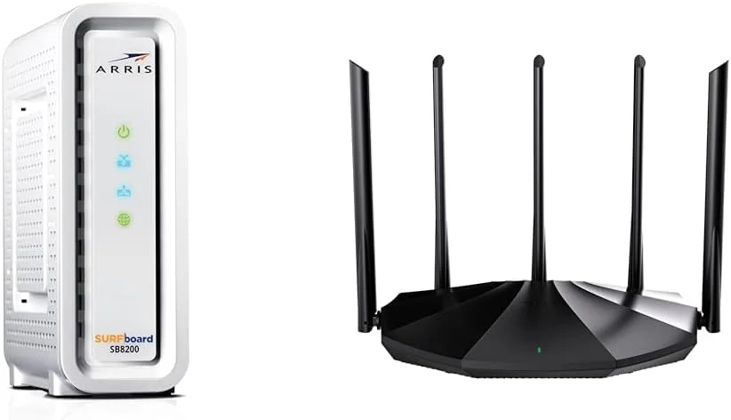 مودم کابلی ARRIS SURFboard SB8200 DOCSIS 3.1، تایید شده برای Comcast Xfinity، Cox و روتر WiFi 6 Tenda برای خانه، روتر گیگابیتی دو بانده AX1500 برای اینترنت بی سیم، برد بلند مودم کابلی ARRIS SURFboard SB8200 DOCSIS 3.1، تایید شده برای Comcast Xfinity، Cox و روتر WiFi 6 Tenda برای خانه، روتر گیگابیتی دو بانده AX1500 برای اینترنت بی سیم، برد بلند