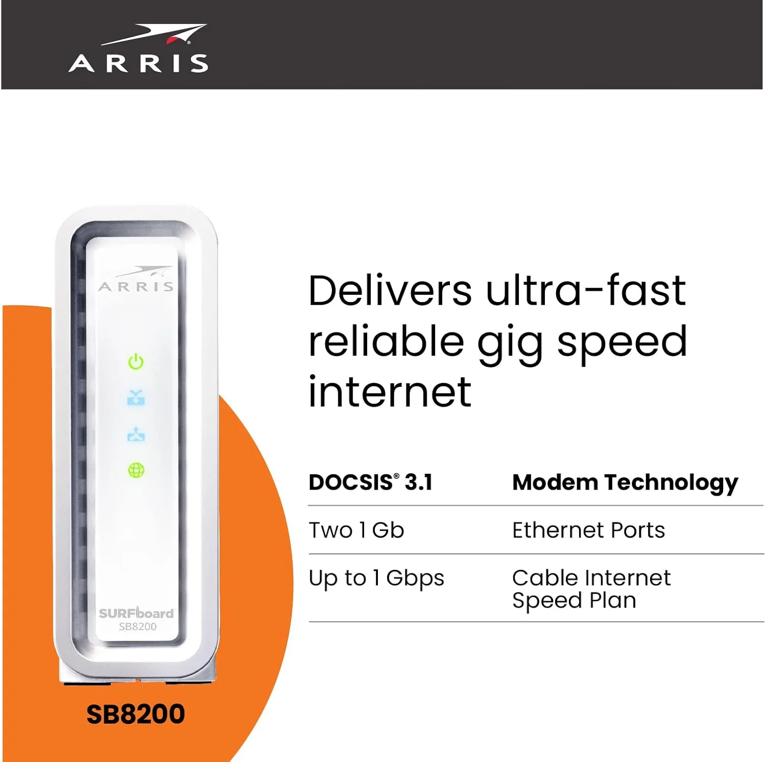 مودم ARRIS Surfboard SB8200 DOCSIS 3.1 (حداکثر سرعت 1 گیگابیت بر ثانیه) و سیستم روتر سه بانده مش وای فای 6 AX6600 مدل W121 (پوشش تا 5,500 فوت مربع) | مش با اینترنت کابلی شما
