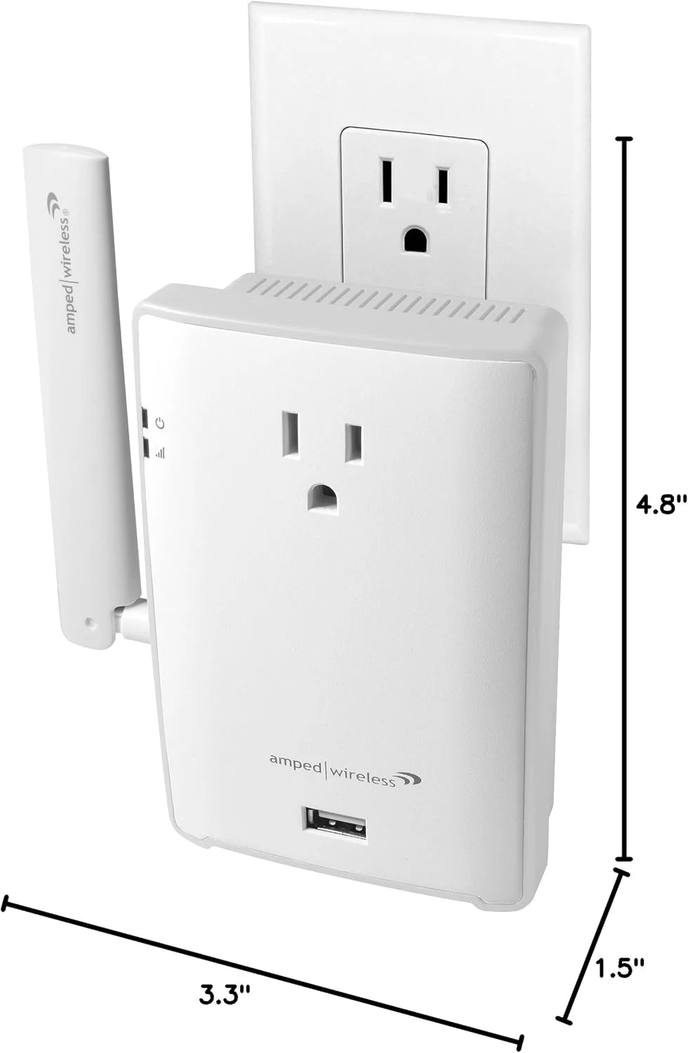 تقویت کننده وای فای AC1200 بی سیم با توان بالا، دارای پریز عبوری و شارژ USB مدل REC22P