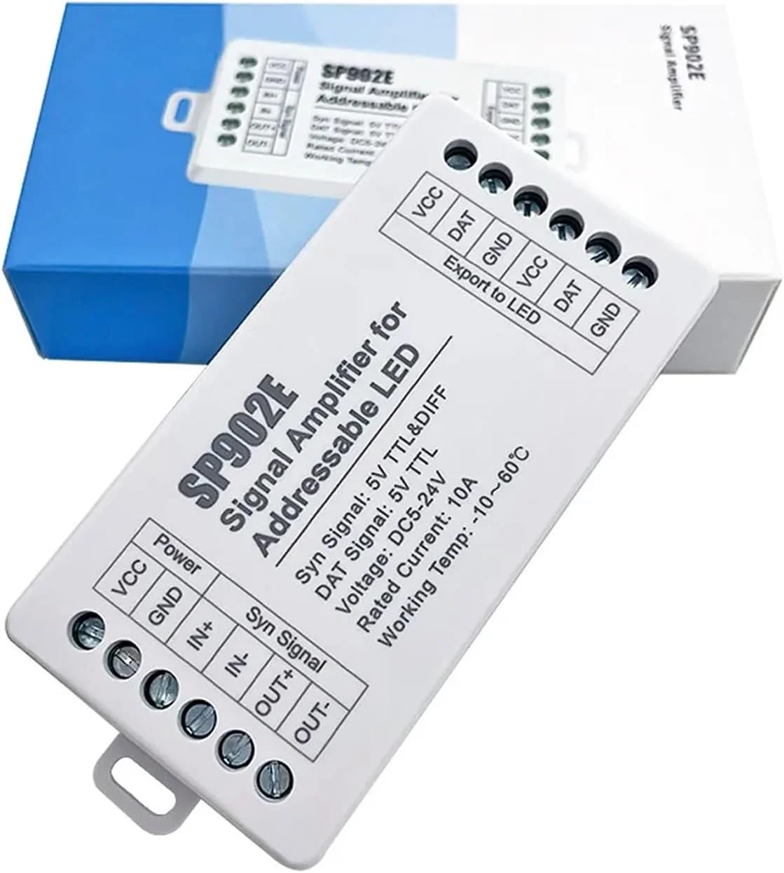 تکرار کننده تقویت کننده سیگنال SPI مدل PCS SP902E مناسب برای نوار LED پیکسلی IC آدرس پذیر WS2812 WS2811 WS2813 RGB و پنل ماتریس قابل برنامه ریزی