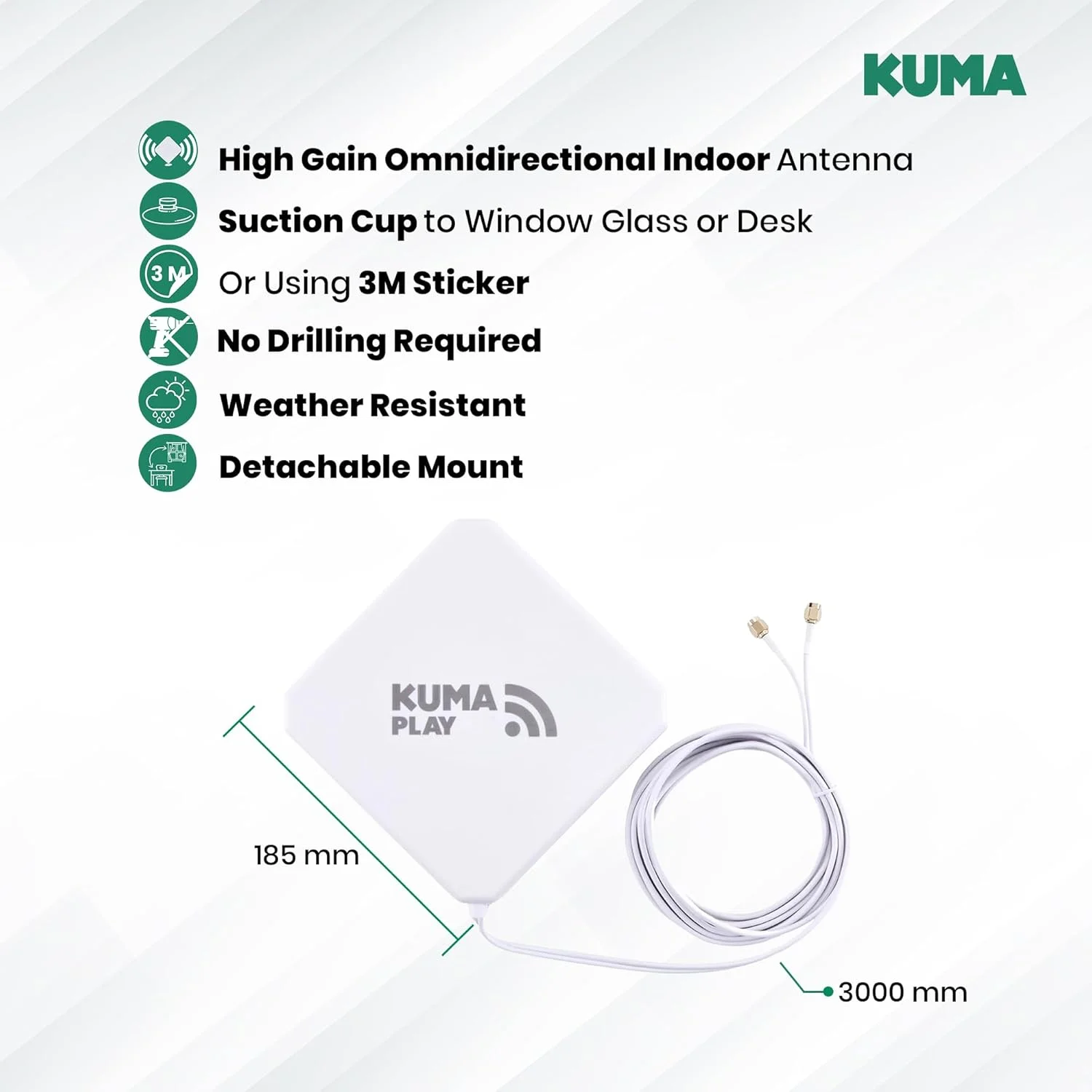 کیت وای فای KUMA Connect Play 4G | هات اسپات موبایل برای اینترنت پایدار RV | مودم و روتر سیم کارت 32 دستگاه را متصل می کند | شامل آنتن MIMO با پایه مکنده شیشه | برای کمپینگ، خانه و کار از راه دور