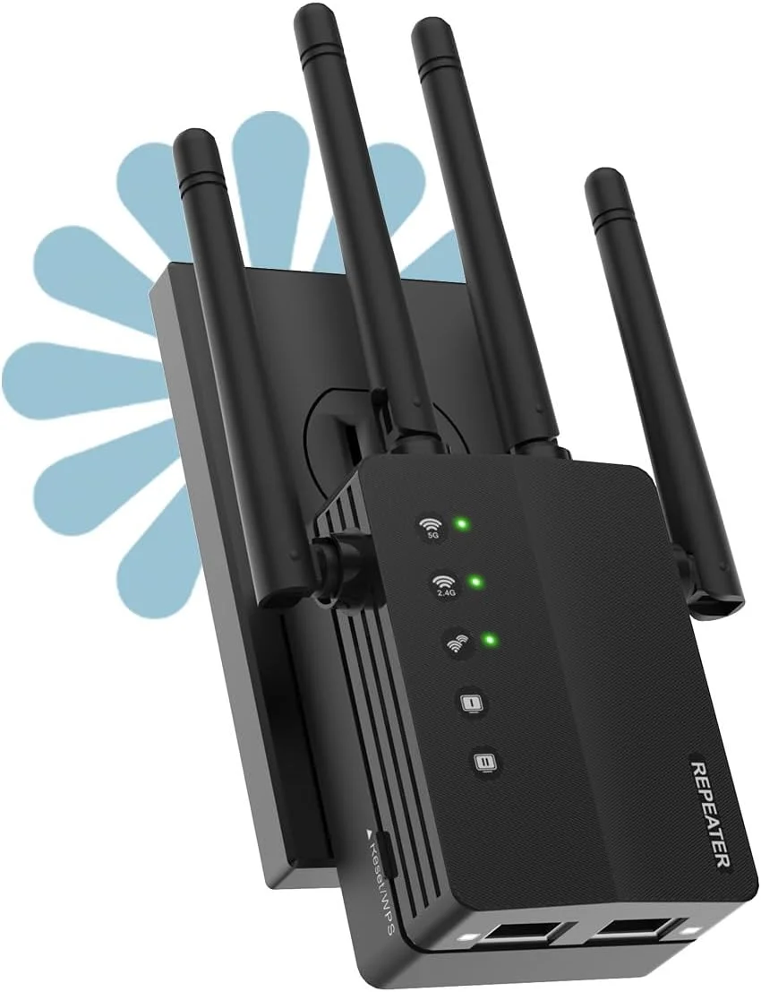 تقویت کننده WiFi، تقویت کننده سیگنال توسعه دهنده WiFi 1200 مگابیت بر ثانیه برای خانه، پوشش 12880 فوت مربع، 105 دستگاه، توسعه دهنده اینترنت WiFi دو بانده 2.4/5 گیگاهرتز