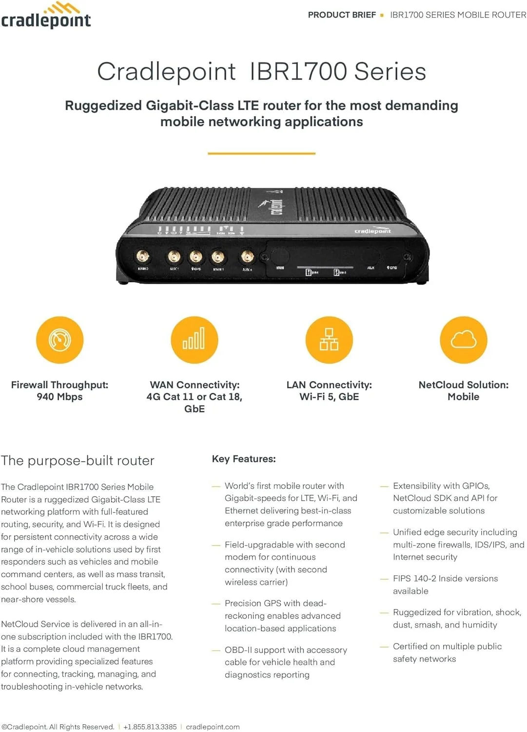 طرح نت‌کلود موبایل اسنشیالز یک‌ساله و روتر IBR1700 با وای‌فای (مودم 600 مگابیت بر ثانیه)، بدون منبع تغذیه AC یا آنتن، آمریکای شمالی