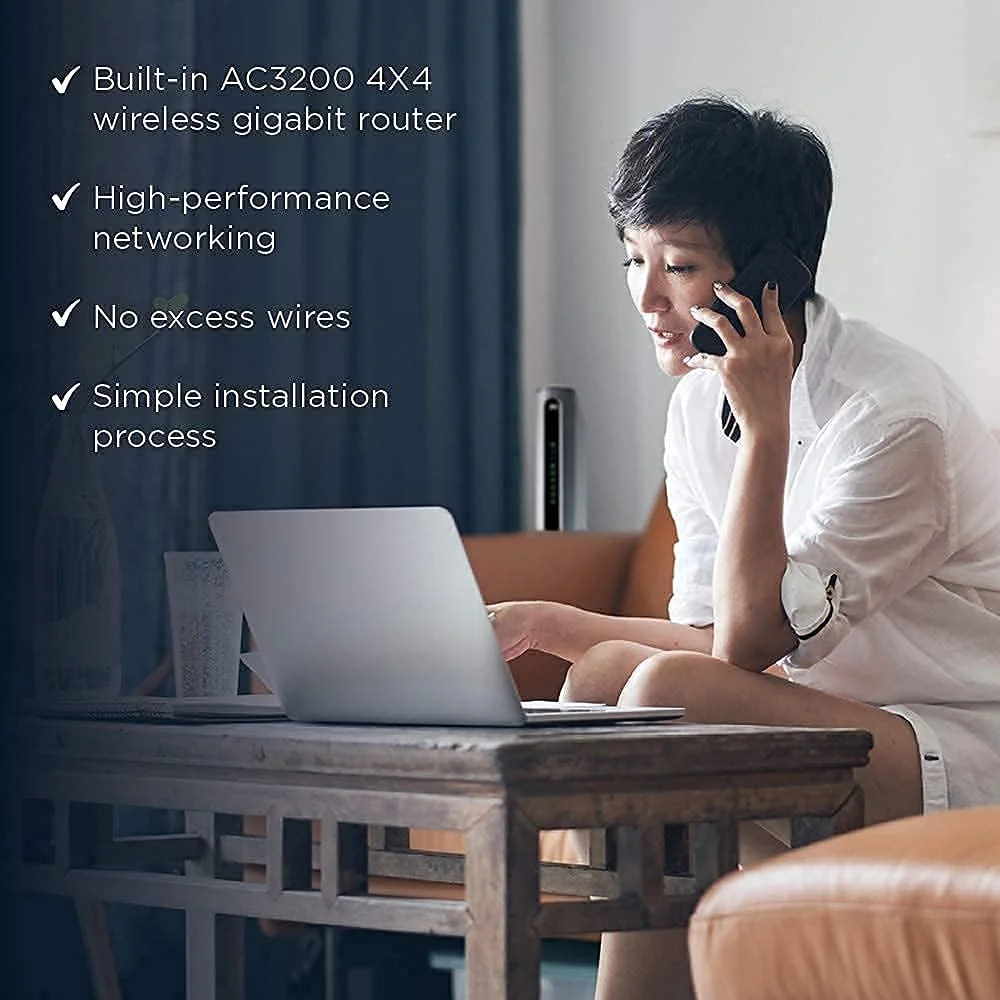 مودم روتر وای فای کابلی Motorola MG8702 DOCSIS 3.1 (ترکیبی پرسرعت) با تقویت کننده هوشمند قدرت - سرعت وای فای AC3200، تایید شده برای Comcast Xfinity، Cox و Charter Spectrum - (بازسازی شده)