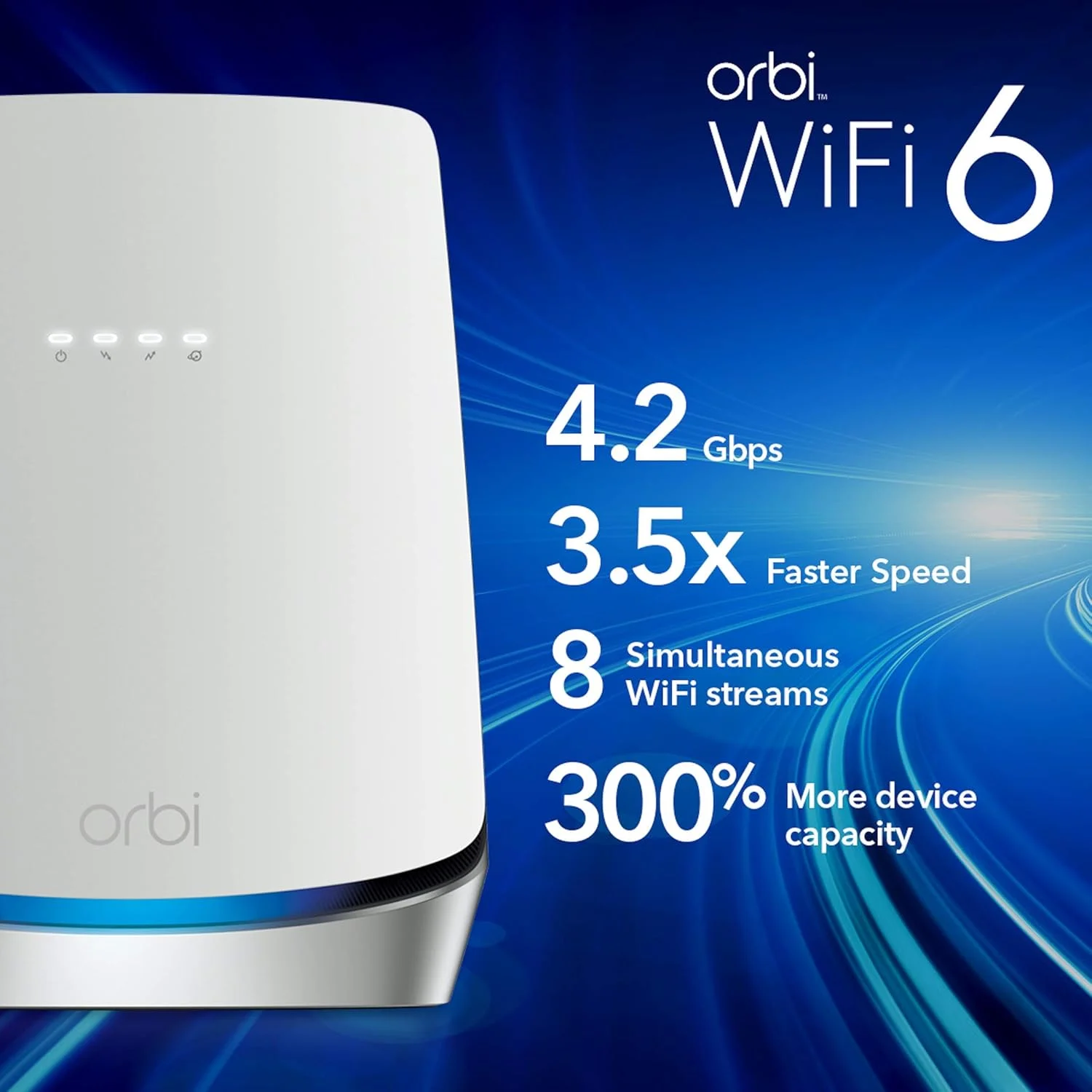مودم روتر کابلی NETGEAR Orbi WiFi 6 با مودم کابلی داخلی DOCSIS 3.1 (CBR750) | پوشش تا 230 متر مربع، مناسب برای بیش از 40 دستگاه | AX4200 (تا 4.2 گیگابیت بر ثانیه) (بازسازی شده)