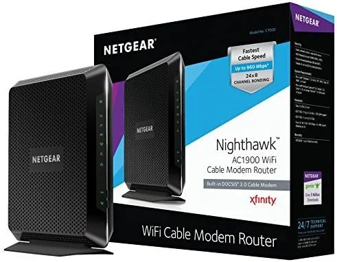 مودم روتر کابلی وای فای Netgear Nighthawk AC1900 (24x8) (C7000) DOCSIS 3.0 تایید شده برای XFINITY Comcast، Time Warner Cable، Cox و غیره [واردات موازی]