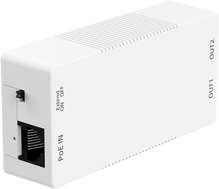 تکرار کننده دو پورت گیگابیتی پی-او-ای 100/1000 متری 1 به 2 توسعه دهنده پی-او-ای با استاندارد IEEE802.3af/at، اتصال و پخش 48 ولت