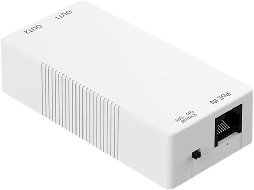 تکرار کننده دو پورت 100M P-O//E، توسعه دهنده 1 به 2 P-O//E با محافظت IEEE802.3af/at 4KV، اتصال و پخش 48V 30W