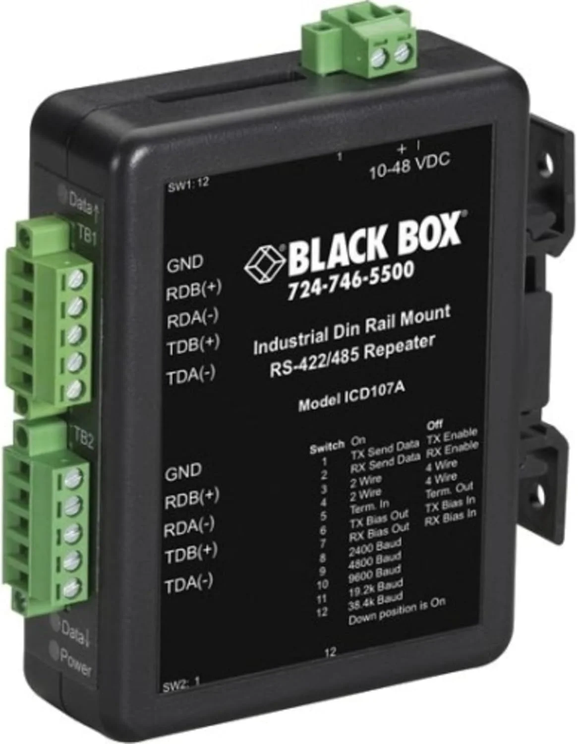 تکرار کننده صنعتی RS-422/RS-485 با قابلیت نصب روی ریل DIN