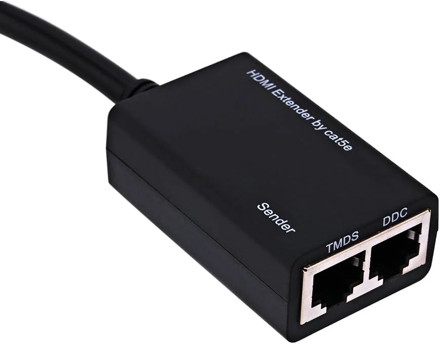اکستندر HDMI 30 متری از طریق CAT5e، فرستنده + گیرنده، TMDS DDC از طریق RJ45 CAT5e CAT6 LAN اترنت بالون اکستندر آداپتور تا 1080P پشتیبانی از 3D، مشکی