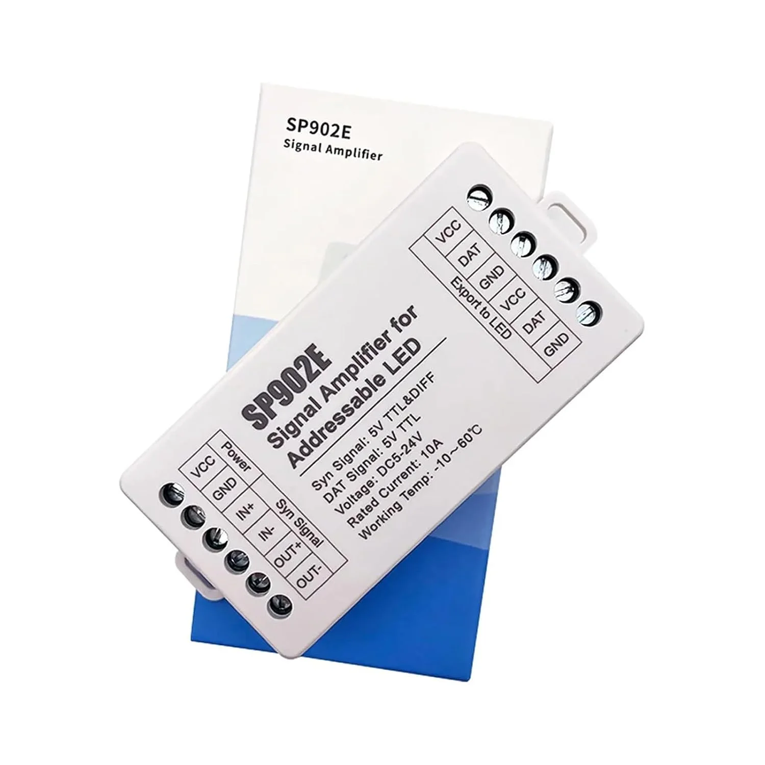 تکرار کننده تقویت کننده سیگنال SPI مدل PCS SP902E مناسب برای نوار LED پیکسلی IC آدرس پذیر WS2812 WS2811 WS2813 RGB، چراغ پنل ماتریس قابل برنامه ریزی، 5-24 ولت