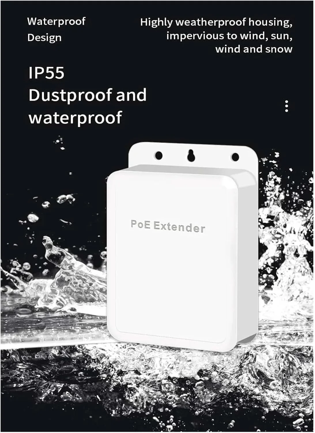 تکرار کننده پورت POE چهار پورت ضد آب IP55 با سرعت 100/1000 مگابیت بر ثانیه، سوئیچ شبکه 1 به 3، توسعه دهنده POE (DAT13FW-A)