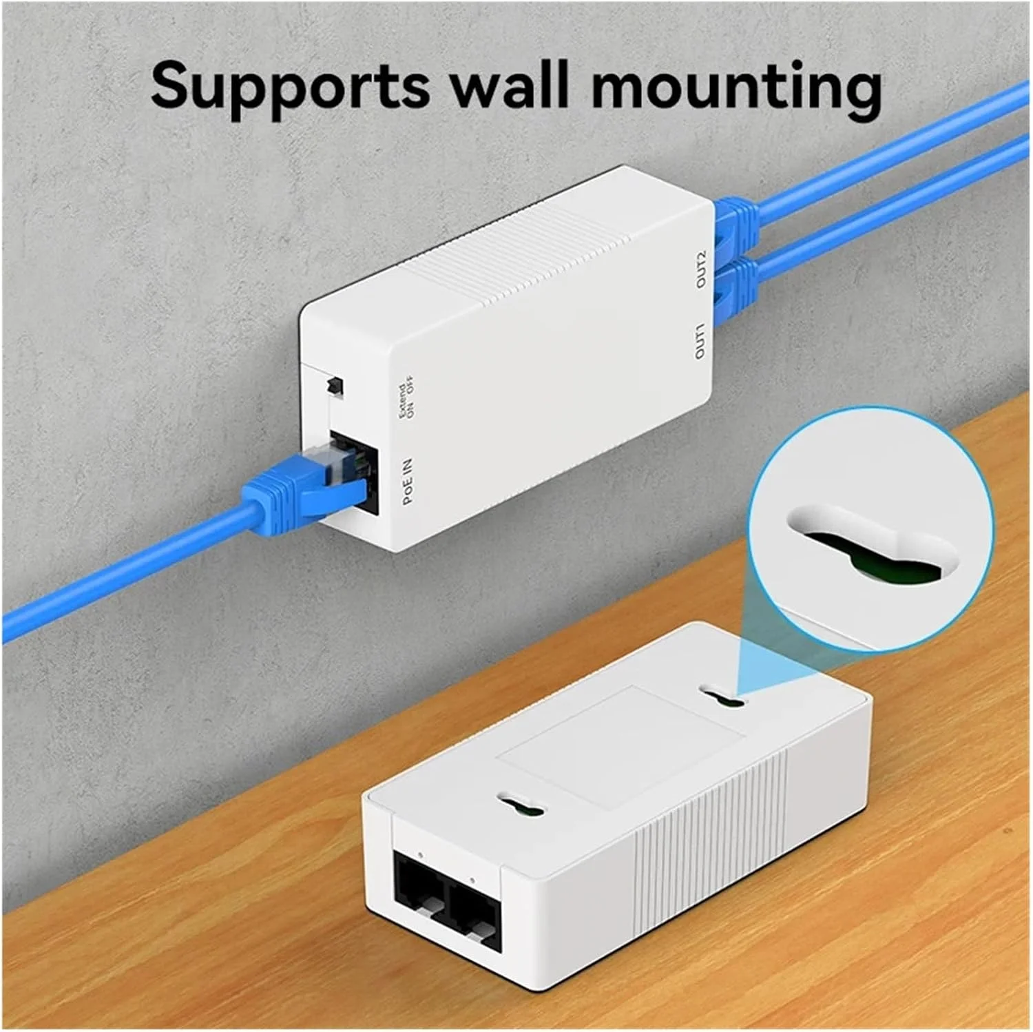 تکرار کننده دو پورت گیگابیتی P-O//E، توسعه دهنده 1 به 2 P-O//E با محافظت IEEE802.3af/at، اتصال و پخش 48 ولت 30 وات