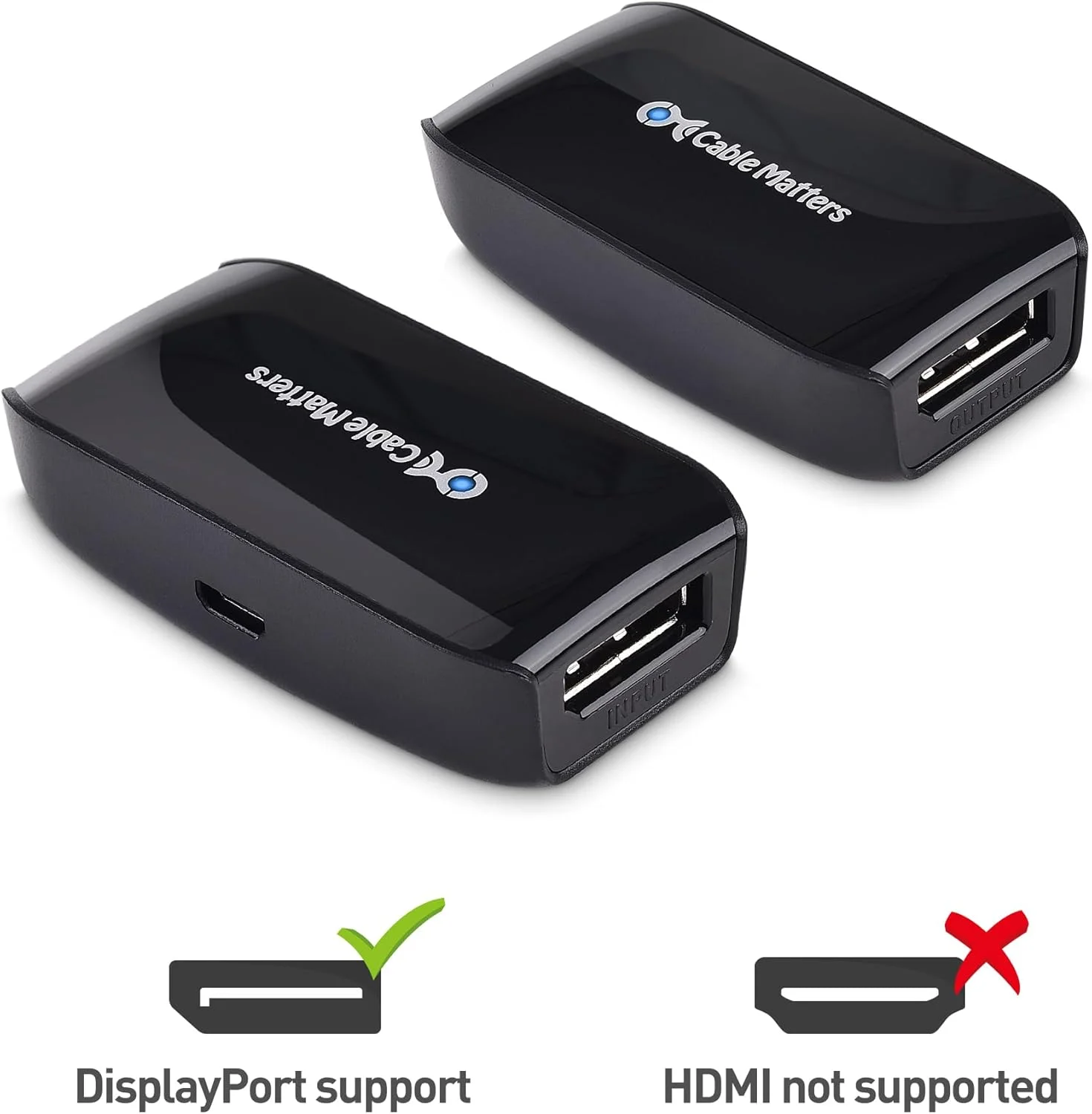 تکرار کننده فعال DisplayPort Cable Matters، پشتیبانی از 4K@240Hz تا 10 متر، 4K@60Hz تا 24 متر، (تکرار کننده DP 1.4، تقویت کننده سیگنال DisplayPort، تقویت کننده DP) برای هدست واقعیت مجازی، مانیتور بازی