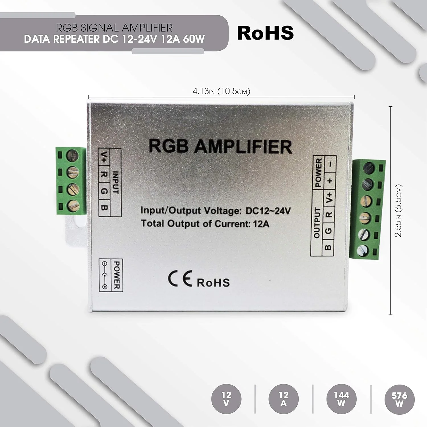 تکرار کننده داده تقویت کننده سیگنال PWM RGB برای نوار نور ال ای دی SMD 3528 5050، DC 12V-24V 12A