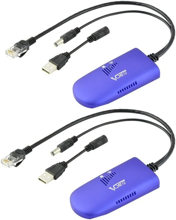 مینی بریج/تکرار کننده/اکستندر هات‌اسپات وای‌فای صنعتی VONETS 2.4GHz / وای‌فای به سیمی / تقویت کننده سیگنال AP با 1 پورت RJ45 نر (10/100Mbps) با منبع تغذیه DC/USB برای DVR PLC پرینتر شبکه VAP11G-300 (دو عدد)