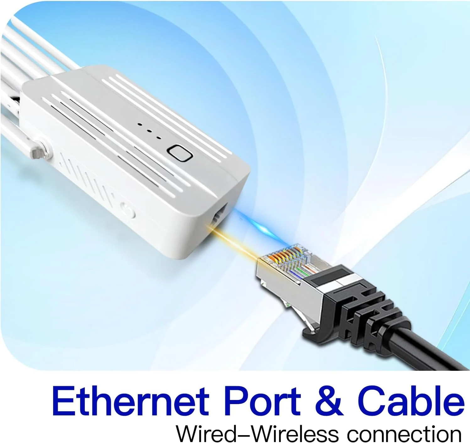 تقویت کننده وای فای توسعه دهنده اینترنت با 6 آنتن، توسعه دهنده وای فای با پورت اترنت، تقویت کننده وای فای تا 900 متر مربع، تکرار کننده وای فای، دستگاه های بیشتر، تقویت کننده سیگنال توسعه دهنده وای فای برای خانه، سفید