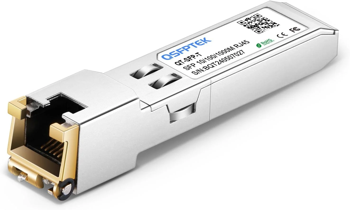 ماژول مسی QSFPTEK 1.25G گیگابیتی SFP RJ45، SFP به RJ45، مینی GBIC 10/100/1000BASE-T، فرستنده و گیرنده اترنت برای Ubiquiti UF-RJ45-1G، Supermicro، تا 100 متر