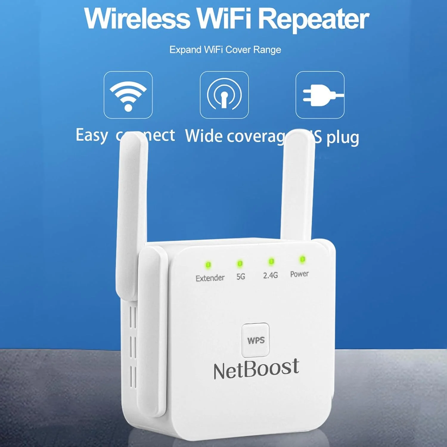 تقویت کننده وای فای Netboost، تقویت کننده وای فای NetBoost pro 2024 با پورت اترنت، سرعت 2.4G تا 1200 مگابیت بر ثانیه، تکرار کننده سیگنال، دریافت سیگنال قوی وای فای در هر گوشه از خانه شما (1200Mbps)