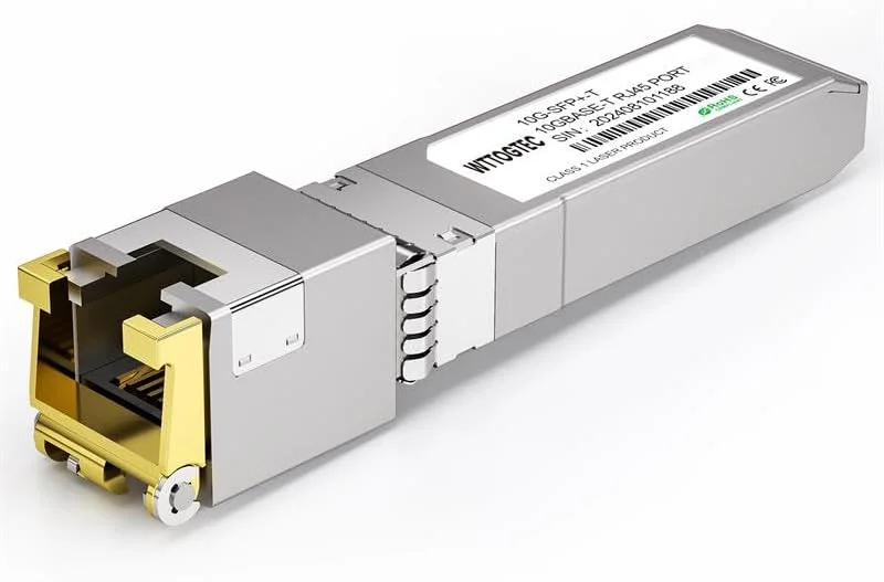 فرستنده و گیرنده ماژول 80 متری 10Gb SFP+ به RJ-45 تا 262Ft (80m)، ماژول مسی 1.25/2.5/5/10G-T SFP+ CAT6a، مذاکره خودکار، برای سیسکو SFP-10G-T-S، مراکی، تی‌پی‌-لینک، میکروتیک، نت‌گیر و غیره