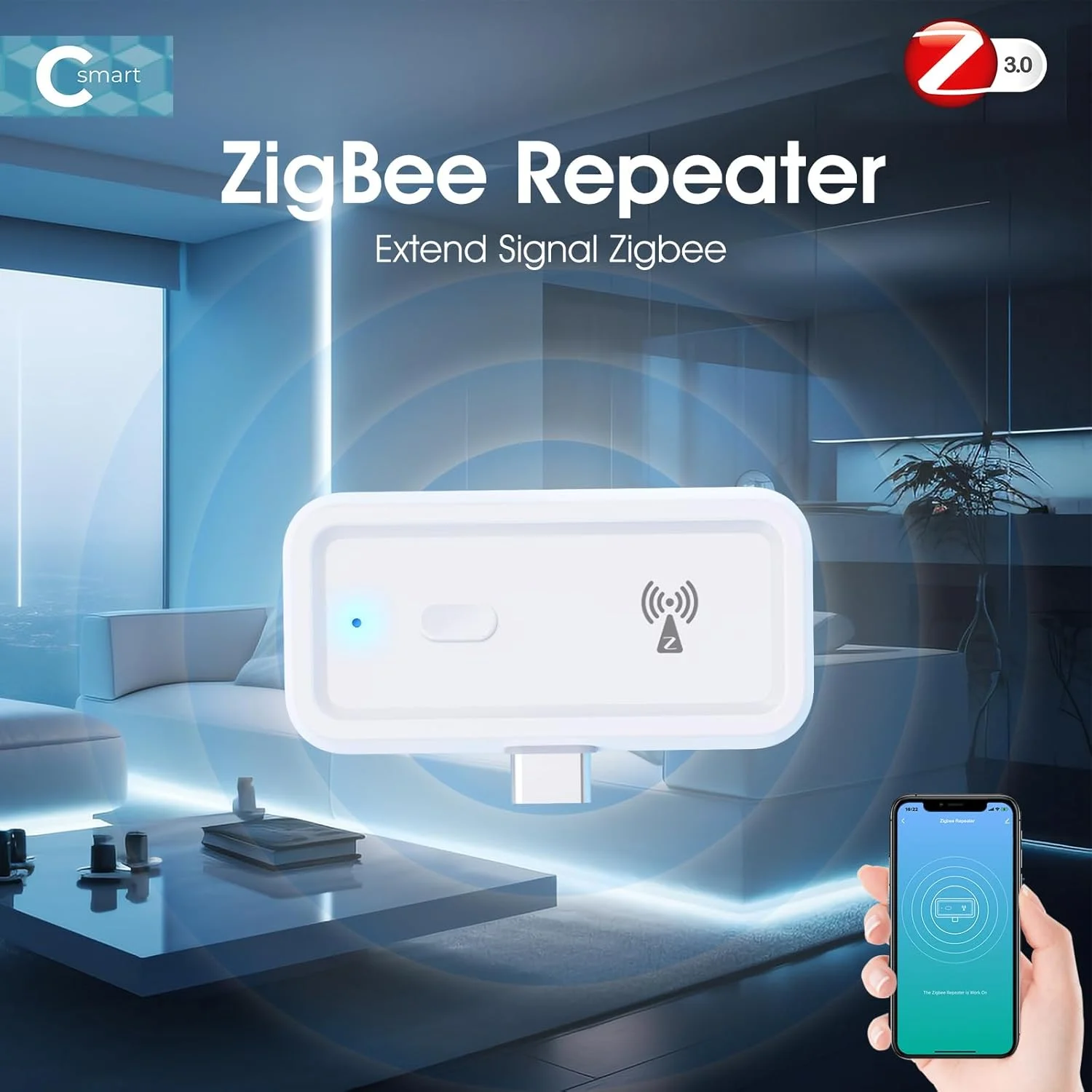 تقویت کننده هوشمند Zigbee 3.0 نسخه ارتقا یافته 2025، تکرار کننده بی سیم Type-C، تقویت کننده سیگنال 2.4 گیگاهرتز از طریق دیوار، برنامه صوتی کار می کند با Tuya Alexa Google Home (2 عدد)