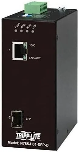 مبدل رسانه ای اترنت RJ45 مسی به فیبر نوری SFP Tripp Lite، بدنه مقاوم، 10/100/1000 مگابیت بر ثانیه، برق DC (N785-H01-SFP-D)