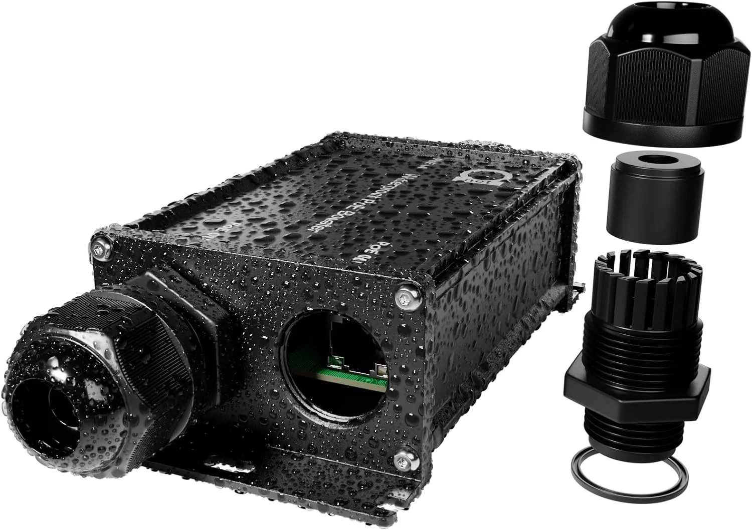 تکرار کننده تقویت کننده PoE ضد آب، تقویت کننده گیگابیتی PoE بیرونی با 2 پورت خروجی، IP67، 802.3af/at/bt، تا 90 وات کل، بدون نیاز به برق