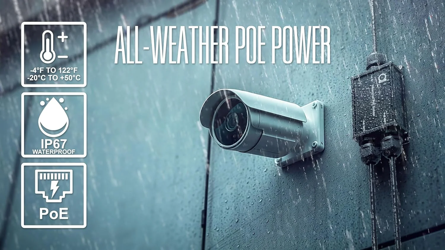 تکرار کننده تقویت کننده PoE ضد آب، تقویت کننده گیگابیتی PoE بیرونی با 2 پورت خروجی، IP67، 802.3af/at/bt، تا 90 وات کل، بدون نیاز به برق